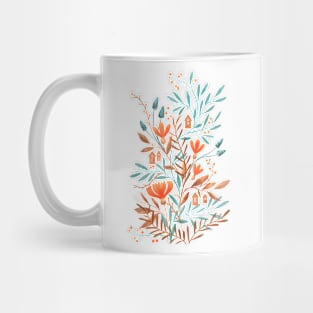 Flowers, leaves and little houses Mug